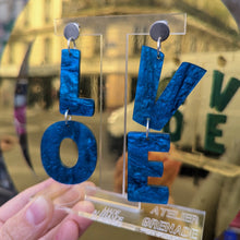 Charger l'image dans la galerie, 💙 Boucles d'oreilles LOVE bleu marbré 💙