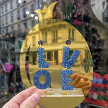 Charger l'image dans la galerie, 💙 Boucles d'oreilles LOVE bleu à paillettes 💙