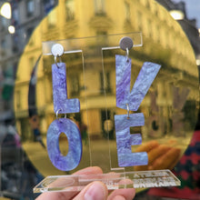 Charger l'image dans la galerie, 💜 Boucles d'oreilles LOVE lilas marbré 💜