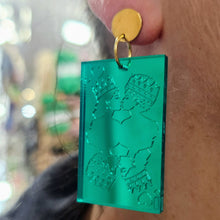 Charger l'image dans la galerie, ❤️✨ Boucles d'oreilles Carte Reine de Cœur vert ✨❤️