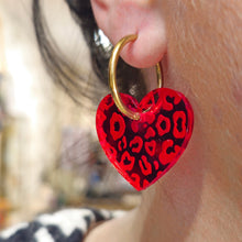 Charger l'image dans la galerie, ❤️ Boucles d’oreilles Cœur Léopard – Miroir Rouge 🐆🔥