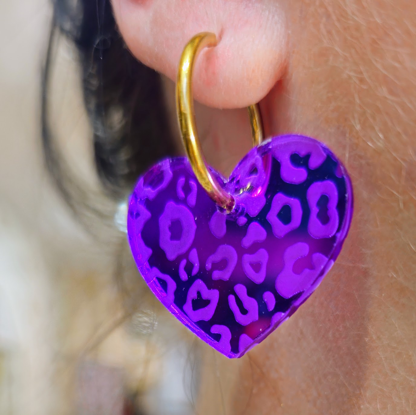 Boucles D'oreilles Cœur Violet Argent - Zirconia Cubique - Neuves Avec étiquettes