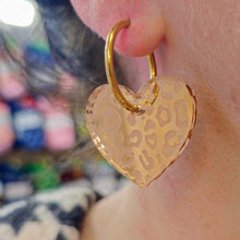 Charger l'image dans la galerie, 🌸 Boucles d’oreilles Cœur Léopard – Miroir Rose-Doré 🐆✨