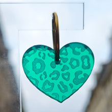 Charger l'image dans la galerie, 🌿 Boucles d’oreilles Cœur Léopard – Miroir Vert turquoise 🐆💚