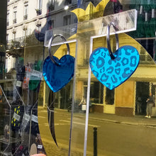 Charger l'image dans la galerie, 🌿 Boucles d’oreilles Cœur Léopard – Miroir Vert paon 🐆💚