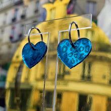 Charger l'image dans la galerie, 🌿 Boucles d’oreilles Cœur Léopard – Miroir Vert paon 🐆💚