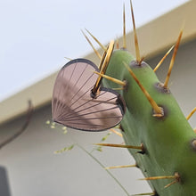 Charger l'image dans la galerie, Boucles d'oreilles Cœur-Soleil miroir bronze sur créoles ❤️🌞