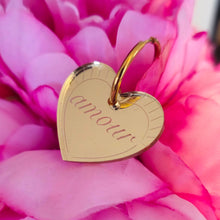 Charger l'image dans la galerie, Boucles d'oreilles Cœur "amour toujours" miroir doré sur créoles 💛🌞