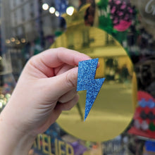 Charger l'image dans la galerie, Boucles d'oreilles Eclair bleu paillettes ⚡