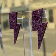 Charger l'image dans la galerie, Boucles d'oreilles Eclair paillettes rouge foncé ⚡