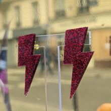 Charger l'image dans la galerie, Boucles d'oreilles Eclair paillettes rouge ⚡