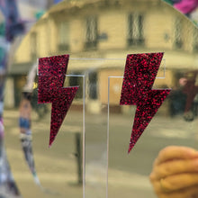 Charger l'image dans la galerie, Boucles d'oreilles Eclair paillettes rouge ⚡