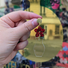 Charger l'image dans la galerie, Boucles d'oreilles Vase et Fleur rouge à paillettes 🌸