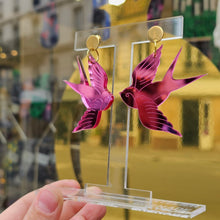 Charger l'image dans la galerie, Boucles d'oreilles Hirondelle old school miroir Rose ☀️🕊️