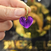 Charger l'image dans la galerie, Boucles d'oreilles petit Cœur-Soleil miroir violet sur créoles 💜🌞