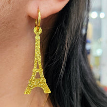 Charger l'image dans la galerie, Boucles d'oreilles petite Tour Eiffel, paillettes dorées 🇫🇷
