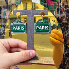 Charger l'image dans la galerie, Boucles d'oreilles plaque de rue de Paris (marbré vert) 🇫🇷