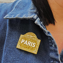Charger l'image dans la galerie, Broche plaque de rue de Paris (paillettes dorées) 🇫🇷