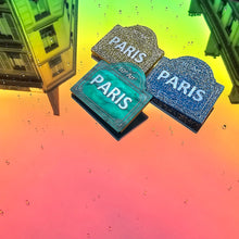 Charger l'image dans la galerie, Broche plaque de rue de Paris (paillettes bleues) 🇫🇷