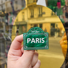 Charger l'image dans la galerie, Broche plaque de rue de Paris (marbré vert) 🇫🇷