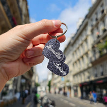 Charger l'image dans la galerie, Porte-clefs double cœur Famille choisie, paillettes argentées 🌈💖