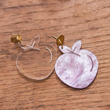 Charger l'image dans la galerie, Boucles d'oreilles Emoji PĂȘche rose-violet đ