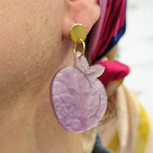Charger l'image dans la galerie, Boucles d'oreilles Emoji PĂȘche rose-violet đ