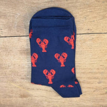Charger l'image dans la galerie, 🧦 Chaussettes en bambou "Homard" – Bleu Marine & Rouge 🦞