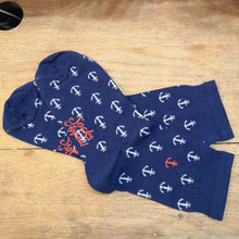 Charger l'image dans la galerie, Chaussettes en bambou Ancre marine fond bleu ⚓