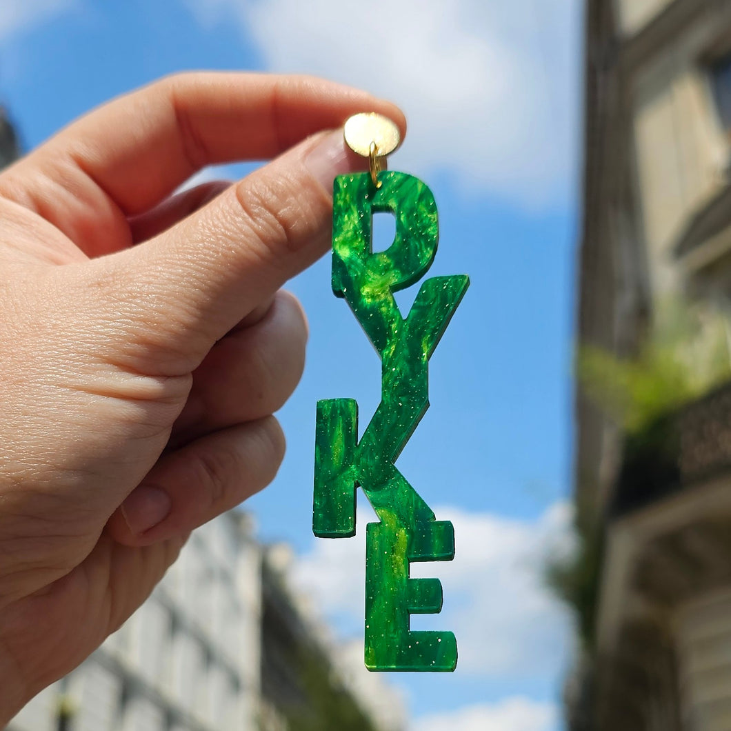 Boucles d'oreilles DYKE vert-doré 🏳️‍🌈