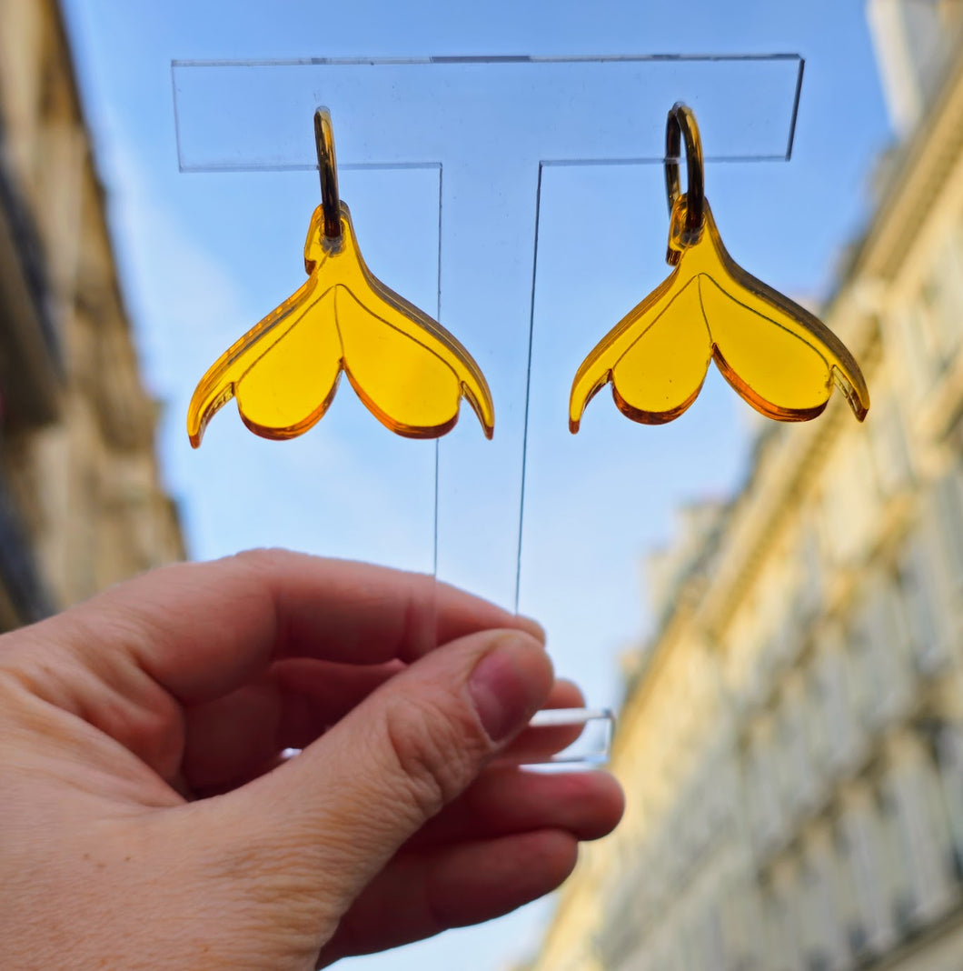 Boucles d'oreilles Clitoris sur créoles miroir doré soleil brûlant 💦