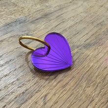 Charger l&#39;image dans la galerie, Boucles d&#39;oreilles Cœur-Soleil miroir violet sur créoles 💛🌞
