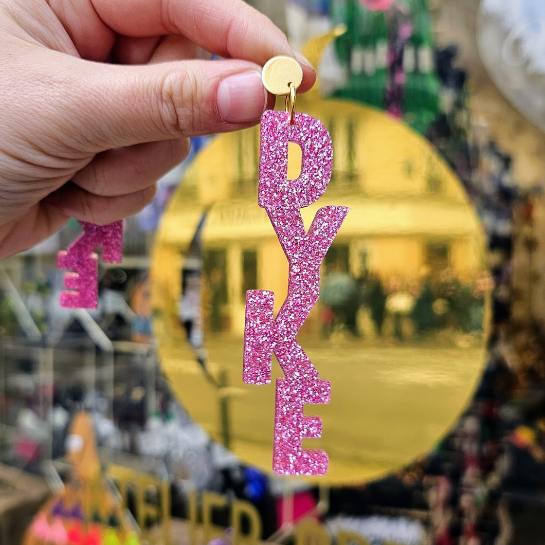 Boucles d'oreilles DYKE paillettes roses 🏳️‍🌈