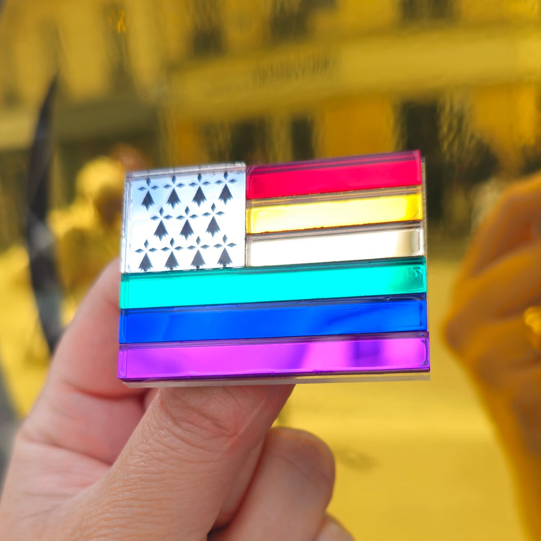 🏳️‍🌈 Broche Drapeau Breton Arc-en-Ciel – Breizh fièr·e & flamboyant·e ✨
