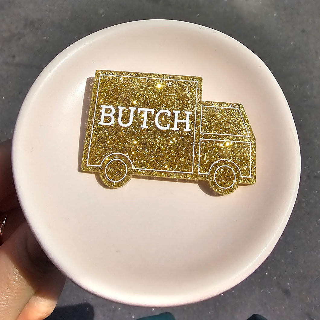 Broche Camion Butch paillettes dorées 🏳️‍🌈