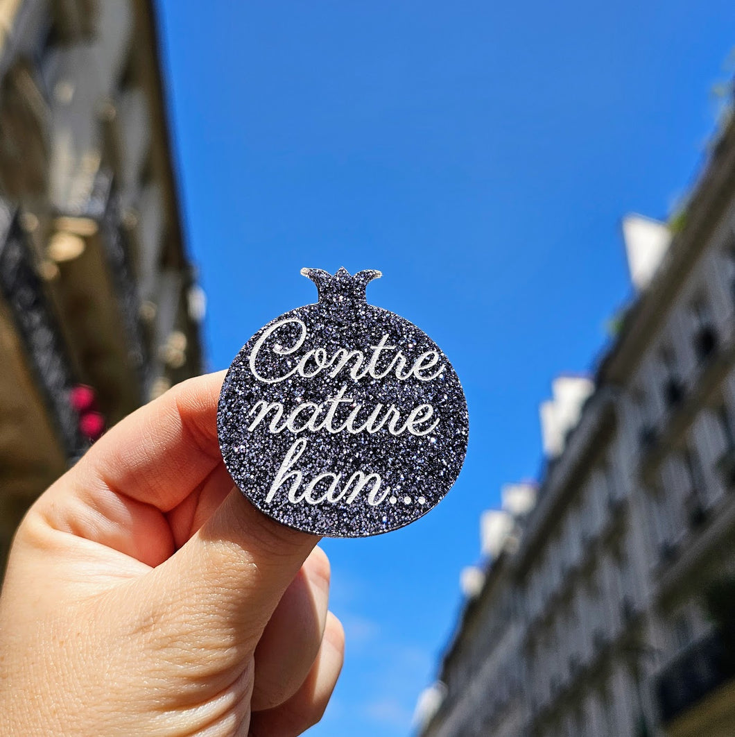 Broche Grenade Contre nature han (paillettes argentées) 🏳️‍🌈