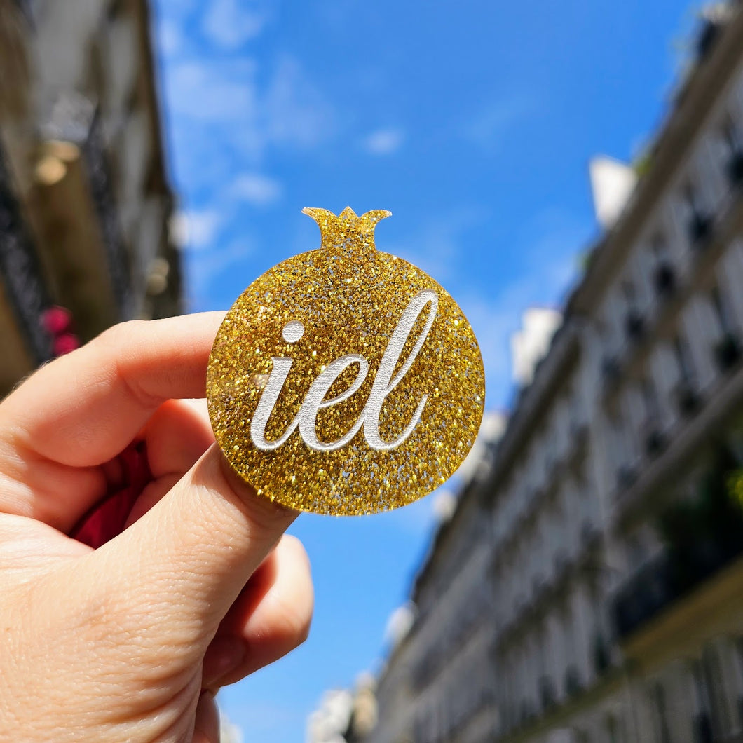 Broche Grenade IEL (paillettes dorées) 🏳️‍🌈