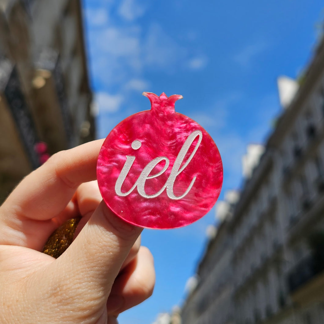 Broche Grenade IEL (rose-rouge marbré) 🏳️‍🌈