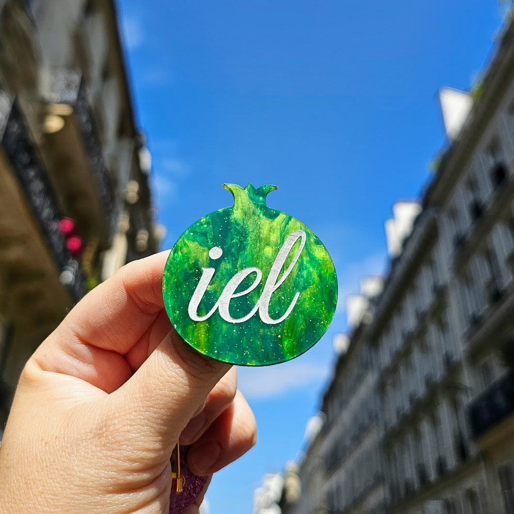 Broche Grenade IEL (vert doré marbré) 🏳️‍🌈