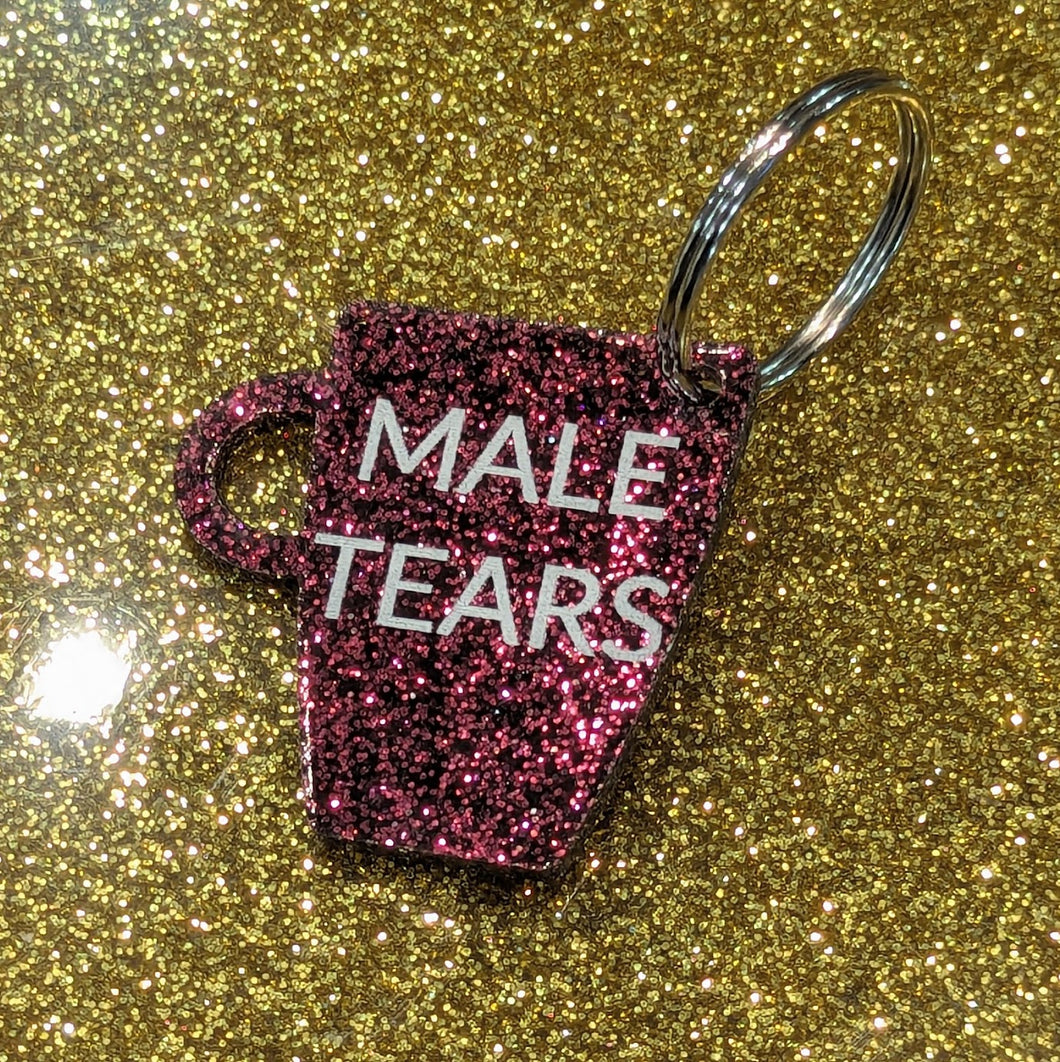 Porte-clefs Mug Male Tears, paillettes bordeaux
